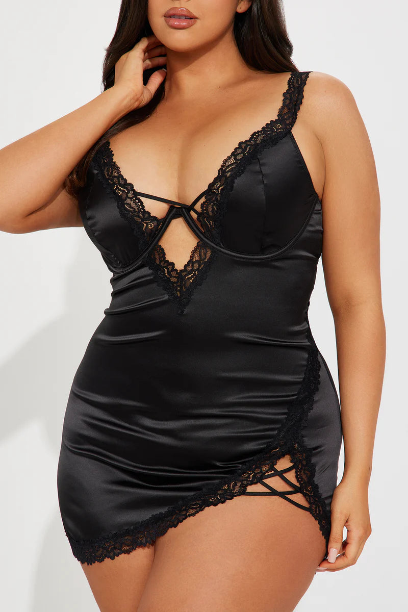 Sincerely Me- Lace Babydoll- Black