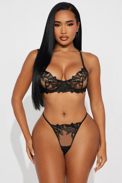 Play Nice- Embroidered 2 Piece Set- Black