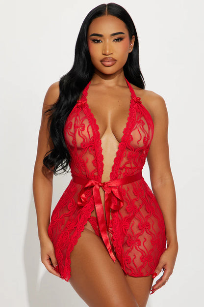 Lover Girl- Lace Babydoll- Red