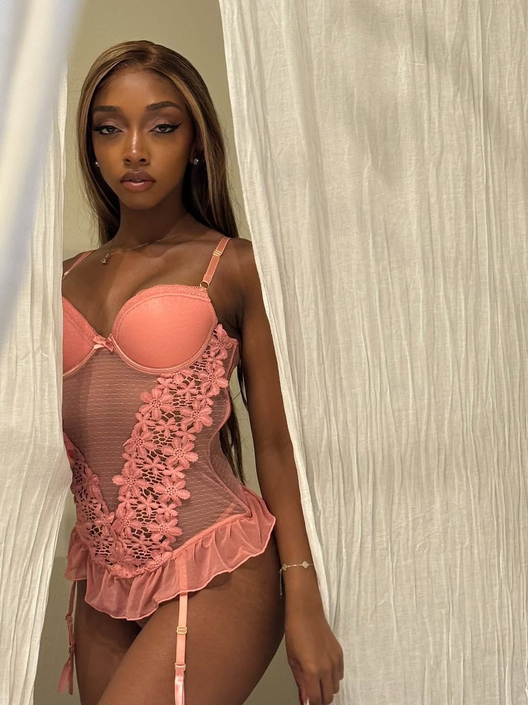 Pretty Please- 3 Piece Ensemble Molded Cup Bustier- Rose Pink