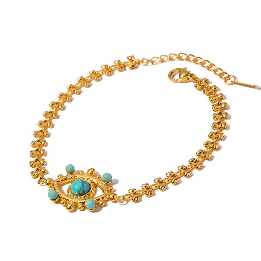 ZOE- ABSTRACT BRACELET- TURQUOISE AND GOLD. MI AMORE HOUSE OF STYLES