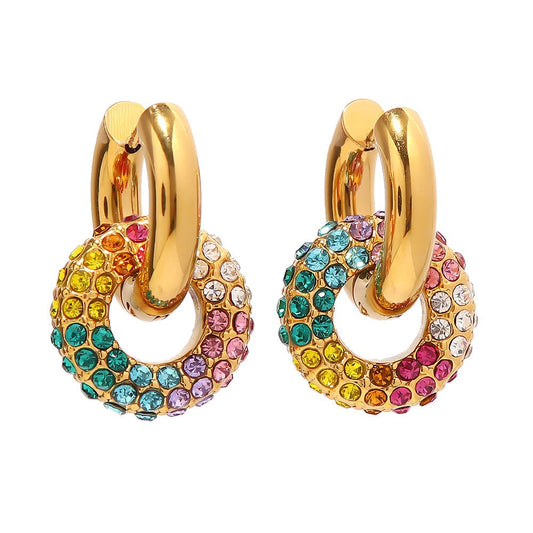 APRIL- LINKED DROP EARRING- MULTICOLOR.  MI AMORE HOUSE OF STYLES