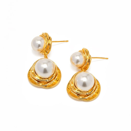 AVA- PEARL DROP EARRINGS- GOLD. MI AMORE HOUSE OF STYLES