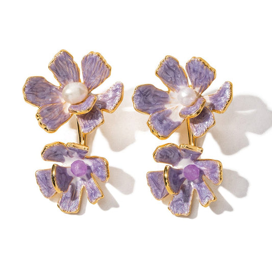 THALIA- FLORAL DROP EARRINGS- LILAC. MI AMORE HOUSE OF STYLES