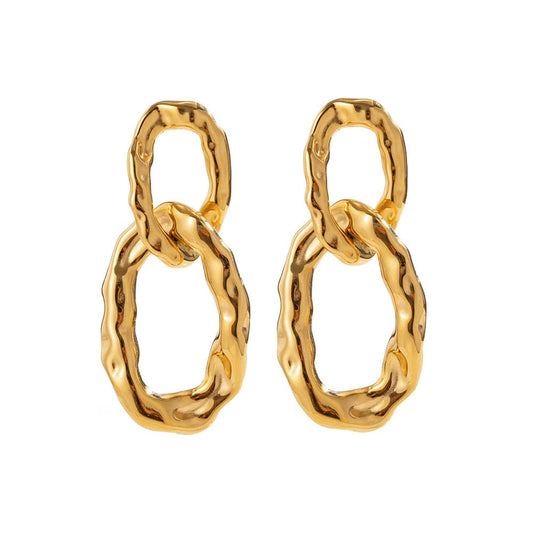 JASMINE- TEXTURED LINKED DROP EARRINGS- GOLD. MI AMORE HOUSE OF STYLES