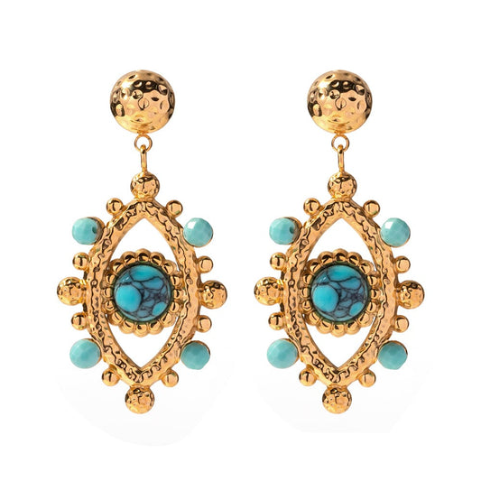 LYDIA- ABSTRACT DROP EARRINGS- TURQUOISE. MI AMORE HOUSE OF STYLES