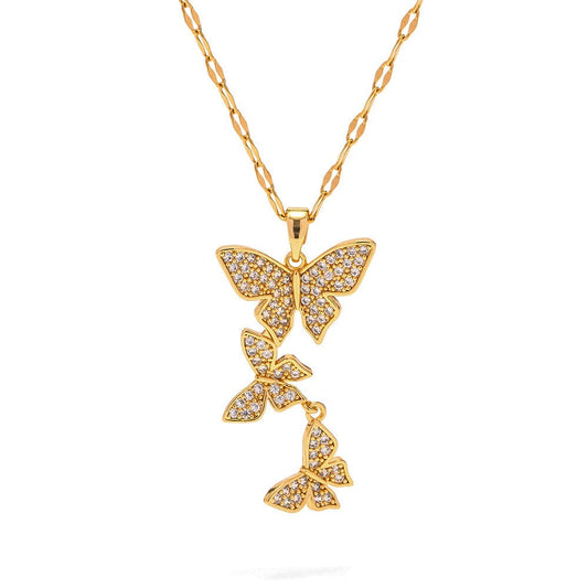 SKYLAR- TIERED BUTTERFLY NECKLACE- GOLD. MI AMORE HOUSE OF STYLES