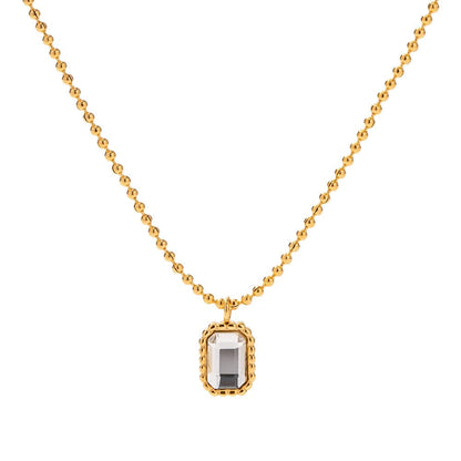 ELYSIA- GEMSTONE PENDANT NECKLACE- SILVER  BY MI AMORE HOUSE OF STYLES
