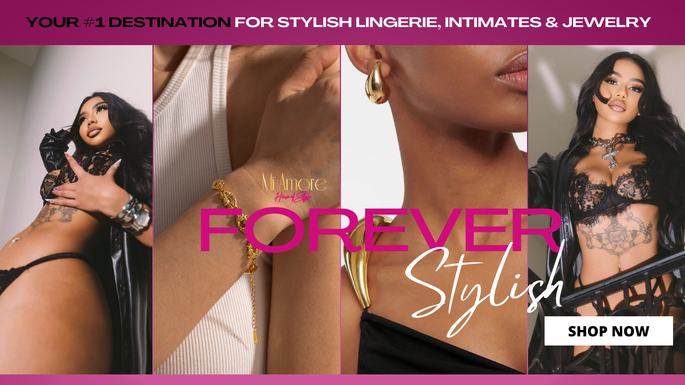 Indulge in the allure of intimate elegance with Mi Amore. Explore the finest lingerie sets, babydolls, stockings, garter sets, robes, and teddies. Elevate your style with our stylish statement jewelry, including earrings, chains, gold, and silver pieces. Embrace the epitome of Trinidad and Tobago fashion